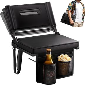 مقاعد الاستاد مع دعم خلفي للمبيض، مقعد وسادة سميك قابل للحمل بخمسة زوايا وارتفاع قابل للتعديل مع حقيبة تخزين حامل أكواب، يتضمن حزام الكتف، يستخدم للأحداث الرياضية والحفلات الموسيقية in Kuwait