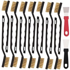 12 Pcs Mini Brass Brush Set, Brass Scratch Brush with Curved Handle, Cleaning Weld Slag and Rust in Saudi Arabia