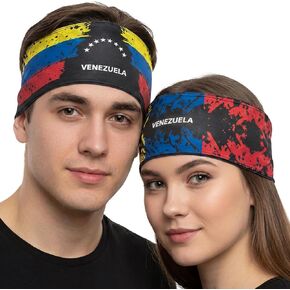 عصابة رأس علم مزدوجة الجوانب 2 في 1 من Fox & Fury World - معدات رياضية لكأس كرة القدم 2026 في الولايات المتحدة الأمريكية والمكسيك وألمانيا وهايتي وأكثر من 25 فريقًا - عصابة رأس رياضية غير قابلة للانزلاق للجري للرجال والنساء in Kuwait