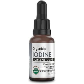 Organixx Iodine Supplement, Organic Nascent Liquid Drops, Pure Iodine Concentrate for Men and Women, Gluten Free, Vegan, Non GMO, American Made, 15 ML, 60 Servings in Kuwait