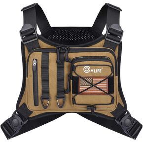 CVLIFE Outdoor Chest Bag for Men, Tactical Chest Pack, Adjustable Running Vest Bag, Lightweight Anti-theft EDC Rig for Hiking in Kuwait