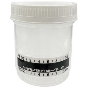 Identify Health Sterile Urine Specimen Cups with Lids | 5 Pack | 90 ML Individually Wrapped Urine Collection, Temperature Strip, Graduation Scale in Saudi Arabia