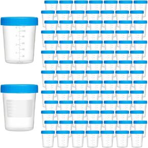 30 قطعة من أكواب العينات للاستعمال مرة واحدة بسعة 4 أونصة مع أغطية لولبية مانعة للتسرب لاختبار البول والبراز (أغطية زرقاء) in Kuwait