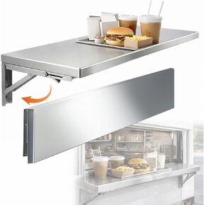 رف امتياز قابل للطي مقاس 48 × 12 بوصة، رف تقديم منسدل من الفولاذ المقاوم للصدأ، رف قابل للطي مثبت على الحائط لنافذة شاحنة الطعام وحامل الامتياز in Kuwait