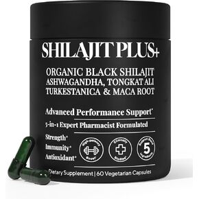 شيلاجيت الهيمالايا 5 في 1 للرجال والنساء – 1250 ملجم | اشواغاندا، تونغكات علي، جذور الماكا والتركستيرون – 80% حمض الفولفيك – الطاقة والتستوستيرون والحيوية، (60 كبسولة نباتية) in Kuwait