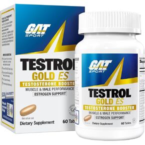 GAT SPORT Testrol Gold ES مع شيلاجيت، تريبولوس، DIM، زنك، لونج جاك، الحلبة، بالميتو المنشاري، توازن الاستروجين، 60 قرصًا in Kuwait
