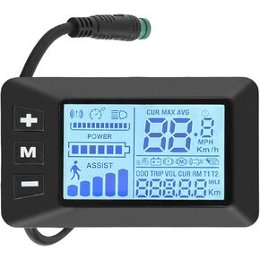 E-Bike LCD Display Monitor 24V 36V 48V Electric Bike Computer Screen with Waterproof 5 Pin Interface Cable for Handlebar Mount Black ABS Material in Kuwait