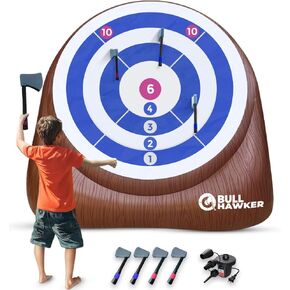Swooc Games® - Bull Hawker™ | Giant Axe Darts with 15+ Games | Axe Throwing Game for Backyard with Air Pump | Large Outdoor Games for Adults and Family | Party Carnival Game | Throwing Yard Fun in Kuwait