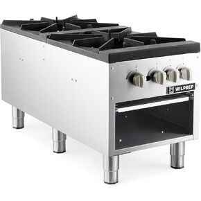 WILPREP Commercial Gas Stove, 2 Burner with Total 160000 BTU, 53" Propane Range with Natural Conversion Kit Grates, Stainless Steel for Restaurant Kitchen, silver in Kuwait