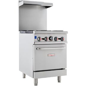 EMPURA 24" Freestanding Natural Gas Range | Cooking Stove with Single Standard Oven and (4) Cast-Iron Open Burners for Kitchen Restuarant | 151,000 BTU | 24"W x 60-3/8"H x 32-5/8"D, Stainless Steel in Kuwait