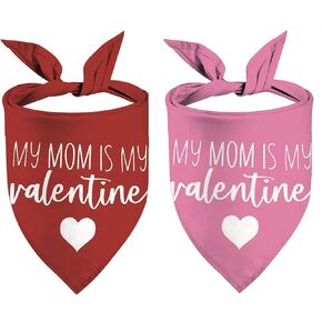Valentines Day Dog Bandanas, 2 Pcs Adjustable Holiday Party Triangle Reversible Pet Bandanas for Small Medium Large Dogs in Kuwait