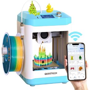 طابعة ثلاثية الأبعاد صغيرة مجمعة بالكامل للأطفال والمبتدئين مزودة بتقنية WiFi - مجموعة بداية كاملة مع طابعة ثلاثية الأبعاد للتسوية التلقائية، لفة واحدة من الفتيل، وبطاقة SD، عالية السرعة، مفتوحة المصدر بالكامل، للمنزل والمدرسة in Kuwait