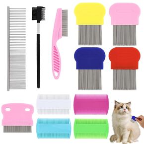 مشط القمل، 12 قطعة من أمشاط القشرة، أمشاط شعر ذات أسنان ناعمة مزدوجة الجوانب مع أسنان معدنية، أمشاط قملة من الفولاذ المقاوم للصدأ وأمشاط الصئبان، مشط إزالة التشابك للكلاب والقطط والحيوانات الأليفة الصغيرة والمتوسطة والكبيرة in Kuwait