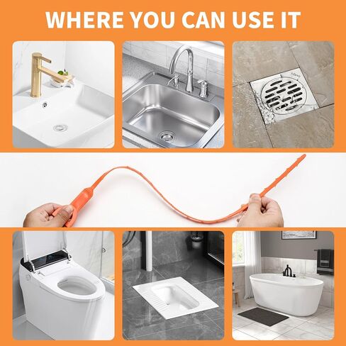 Drain Snake Drain Clog Remover Tool 4 Pack 20 Inch Flexible Hair Removal for Sink Shower Tub and Toilet with Grip Handle Easy Use Kitchen Bathroom Pipe Cleaner- AsonTao in Kuwait