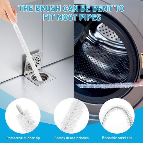 Drain Snake 12 Set: 25inch Snake Drain Hair Removal Tool(1PCS), 59inch Cleaning Brush(2PCs), 25inch Drain Clog Remover(6PCS), 18inch Sink Drain Brush(3PCS) For Bath Tub, Toilet, Kitchen Sink, Sewer in Kuwait