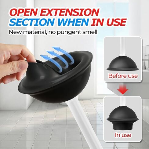 مكبس مرحاض مع حامل، مكبس عالي التحمل وحامل كومبو لتنظيف الحمام، ديكور الحمام، ملحقات الحمام، منظفات المرحاض، أبيض 18.8 بوصة in Kuwait