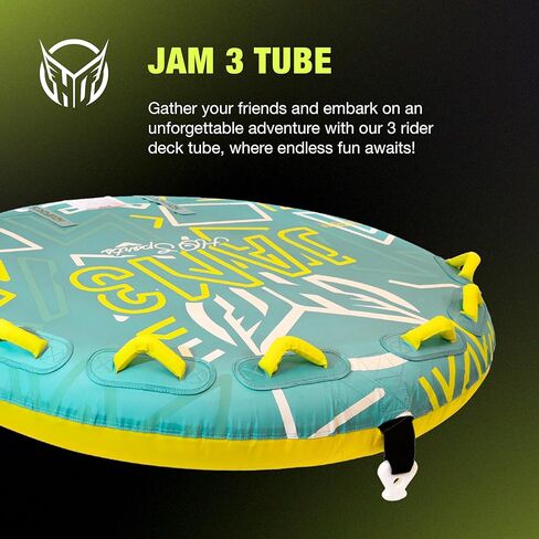 HO Sports Jam 3 Towable Deck Tube - 3 Person Tube for Boating - Softshell Technology - Quick Connect Tow System - No-Show Handles - Boston Valve Inflation - 3 Rider Capacity in Saudi Arabia
