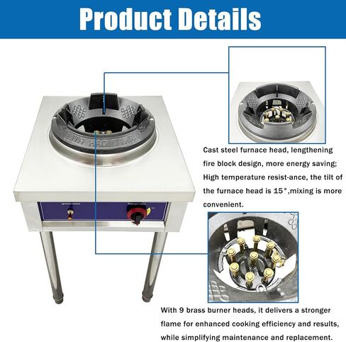 موقد غاز تجاري واحد 10 بوصة غاز البترول المسال موقد غاز عالي الضغط مع حماية من فشل اللهب 45000BTU للمطبخ والمطعم الصيني in Kuwait