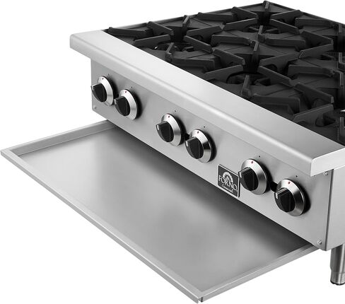 موقد غاز Forno Commerciale مقاس 36 بوصة مع 6 شعلات مفتوحة - مجموعة كونترتوب من الفولاذ المقاوم للصدأ بقدرة 150,000 وحدة حرارية بريطانية مع شبكات من الحديد الزهر - معدات مطاعم ومطابخ شديدة التحمل in Kuwait