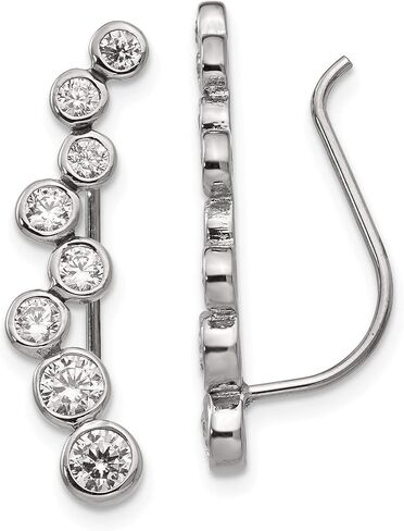 Chisel Stainless Steel Polished with CZ Ear Climbers in Stainless Steel in Saudi Arabia