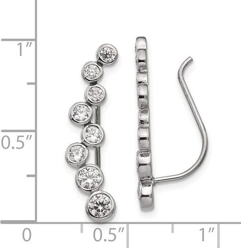 Chisel Stainless Steel Polished with CZ Ear Climbers in Stainless Steel in Saudi Arabia