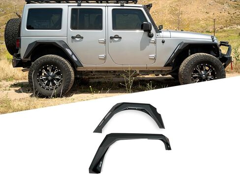 DV8 Offroad Fender Flare حذف لعام 2007-2018 Jeep Wrangler JK | تقدم Max Tyre Delishance for Insticulation | شملت المكونات واللعب أضواء علامة العنبر الجانبية | معطف مسحوق الأسود النصي الدقيق | فُولاَذ in Kuwait