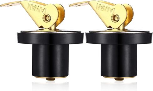 Amyhill 2 Pcs 5/8 Inch Brass Snap Lock Baitwell Plugs Brass Stainless Steel Boat Drain Plug Strong and Sturdy Fine Finish Drain Plug for Boat Yacht Kayak Marine Rust Proof in Saudi Arabia