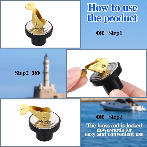 Amyhill 2 Pcs 5/8 Inch Brass Snap Lock Baitwell Plugs Brass Stainless Steel Boat Drain Plug Strong and Sturdy Fine Finish Drain Plug for Boat Yacht Kayak Marine Rust Proof in Saudi Arabia