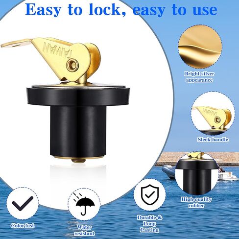 Amyhill 2 Pcs 5/8 Inch Brass Snap Lock Baitwell Plugs Brass Stainless Steel Boat Drain Plug Strong and Sturdy Fine Finish Drain Plug for Boat Yacht Kayak Marine Rust Proof in Saudi Arabia