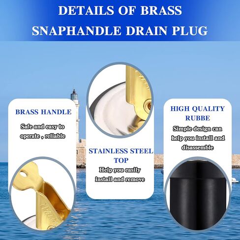 Amyhill 2 Pcs 5/8 Inch Brass Snap Lock Baitwell Plugs Brass Stainless Steel Boat Drain Plug Strong and Sturdy Fine Finish Drain Plug for Boat Yacht Kayak Marine Rust Proof in Saudi Arabia