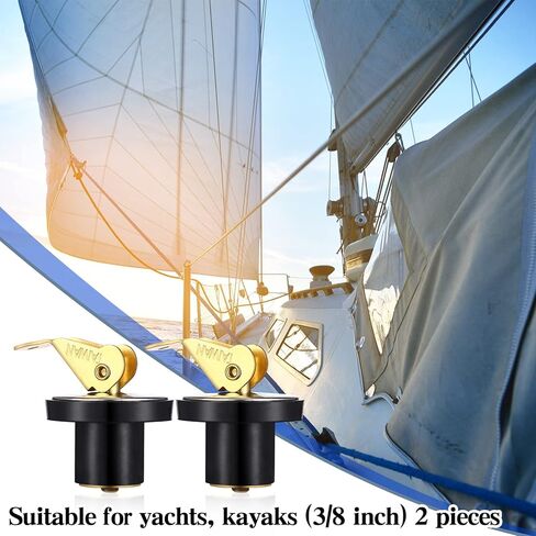 Amyhill 2 Pcs 5/8 Inch Brass Snap Lock Baitwell Plugs Brass Stainless Steel Boat Drain Plug Strong and Sturdy Fine Finish Drain Plug for Boat Yacht Kayak Marine Rust Proof in Saudi Arabia