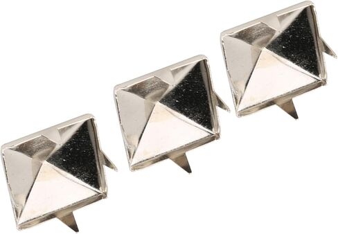 Alomejor Square Pyramid Punk Rivets 4 Claw Metal Studs for Clothing Shoes Handbag, Brass Rivet Studs for DIY Leather Craft, 100pcs 10mm Gold Rivets (Silver #15) in Saudi Arabia