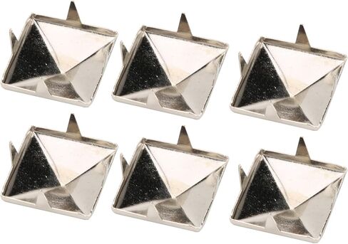 Alomejor Square Pyramid Punk Rivets 4 Claw Metal Studs for Clothing Shoes Handbag, Brass Rivet Studs for DIY Leather Craft, 100pcs 10mm Gold Rivets (Silver #15) in Saudi Arabia