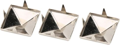 Alomejor Square Pyramid Punk Rivets 4 Claw Metal Studs for Clothing Shoes Handbag, Brass Rivet Studs for DIY Leather Craft, 100pcs 10mm Gold Rivets (Silver #15) in Saudi Arabia