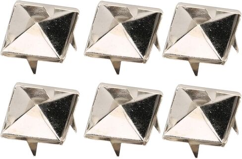 Alomejor Square Pyramid Punk Rivets 4 Claw Metal Studs for Clothing Shoes Handbag, Brass Rivet Studs for DIY Leather Craft, 100pcs 10mm Gold Rivets (Silver #15) in Saudi Arabia