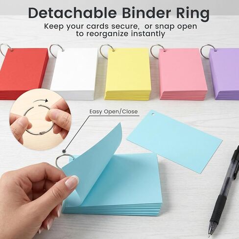 بطاقات فهرس ملونة 260pcs ، بطاقات فلاش فارغة 3 × 5 مع حلقات فهرس غير مألوفة لبطاقات ألعاب التعلم المدرسي لذاكرة وصفات. in Kuwait