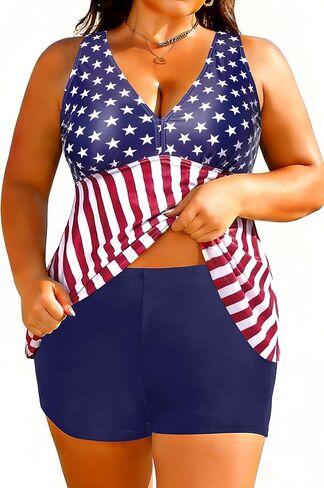 Aqua Eve Plus Size Swimsuits with Shorts Two Piece Tankini for Women Flowy Bathing Suits Athletic Swimwear in Kuwait