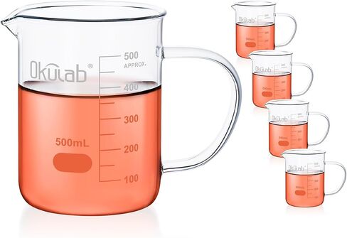أكواب زجاجية بمقبض، قطعتان سعة 250 مل 3.3 أكواب قياس من زجاج البورسليكات مع صنبور للمختبرات أو الفصول الدراسية أو المنزل، أكواب المختبر، BKLGH250A2 in Kuwait