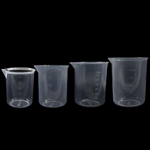 4 Pcs 50ml / 100ml /150ml /300ml Capacity Clear Measuring Cup, Transparent Lab Liquid Mixing Cups, Plastic Graduated Beakers for Kitchen Cooking Medicine Measure Tool in Saudi Arabia