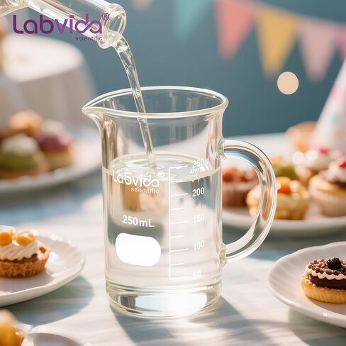 Glass Beaker with Handle, 2PCS of Vol. 600ml, 3.3 Borosilicate Griffin Low Form with Printed Graduation,LVAT005 in Saudi Arabia