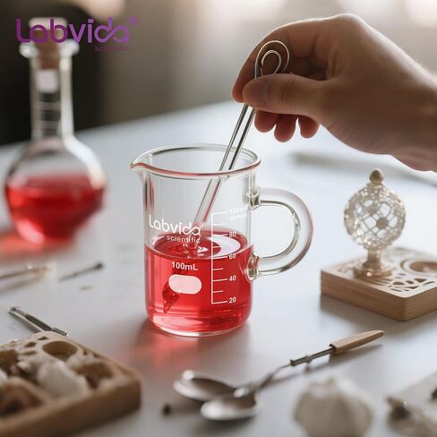 Glass Beaker with Handle, 2PCS of Vol. 600ml, 3.3 Borosilicate Griffin Low Form with Printed Graduation,LVAT005 in Saudi Arabia