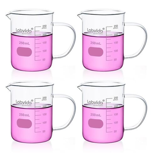 Glass Beaker with Handle, 2PCS of Vol. 600ml, 3.3 Borosilicate Griffin Low Form with Printed Graduation,LVAT005 in Saudi Arabia