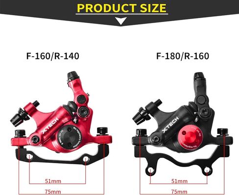 Zoom HB-100 Hydraulic Disc Brake Calipers, 2PCS Front/Rear red, Line Pull Oil Brake Disc Brake Set for MTB, Mountain Bike and Electric Bike in Saudi Arabia
