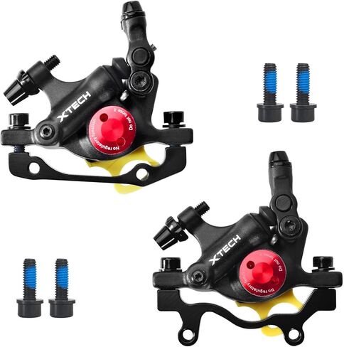 Zoom HB-100 Hydraulic Disc Brake Calipers, 2PCS Front/Rear red, Line Pull Oil Brake Disc Brake Set for MTB, Mountain Bike and Electric Bike in Saudi Arabia