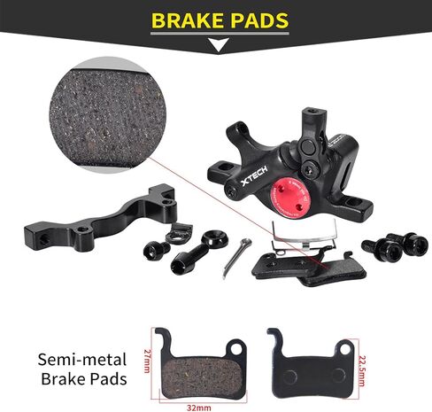 Zoom HB-100 Hydraulic Disc Brake Calipers, 2PCS Front/Rear red, Line Pull Oil Brake Disc Brake Set for MTB, Mountain Bike and Electric Bike in Saudi Arabia