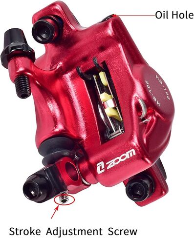 Zoom HB-100 Hydraulic Disc Brake Calipers, 2PCS Front/Rear red, Line Pull Oil Brake Disc Brake Set for MTB, Mountain Bike and Electric Bike in Saudi Arabia