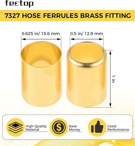 25 قطعة من حلقات خرطوم 7327 من النحاس، مقاس 0.625 بوصة معرف × 1 بوصة حلقات إصلاح خرطوم طويلة لخرطوم شعلة الهواء الأسيتيلين، تستخدم مع مجموعة أدوات المكشكش in Kuwait