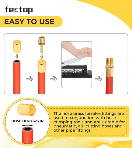 25 قطعة من حلقات خرطوم 7327 من النحاس، مقاس 0.625 بوصة معرف × 1 بوصة حلقات إصلاح خرطوم طويلة لخرطوم شعلة الهواء الأسيتيلين، تستخدم مع مجموعة أدوات المكشكش in Kuwait