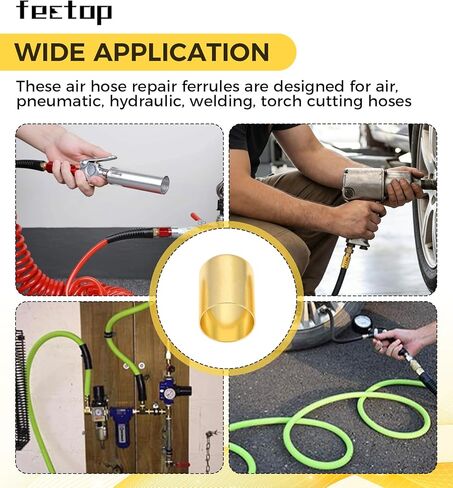 25 قطعة من حلقات خرطوم 7327 من النحاس، مقاس 0.625 بوصة معرف × 1 بوصة حلقات إصلاح خرطوم طويلة لخرطوم شعلة الهواء الأسيتيلين، تستخدم مع مجموعة أدوات المكشكش in Kuwait