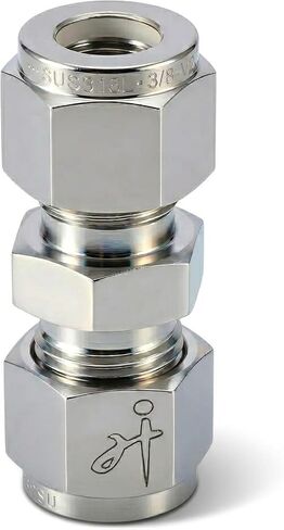 تركيب أنبوب ضغط من الفولاذ المقاوم للصدأ 316 مقاس 12 مم OD × 12 مم OD موصل محول اتحاد مستقيم مع حلقات مزدوجة لوصلات الزيت والكيماويات والغاز الطبيعي in Kuwait